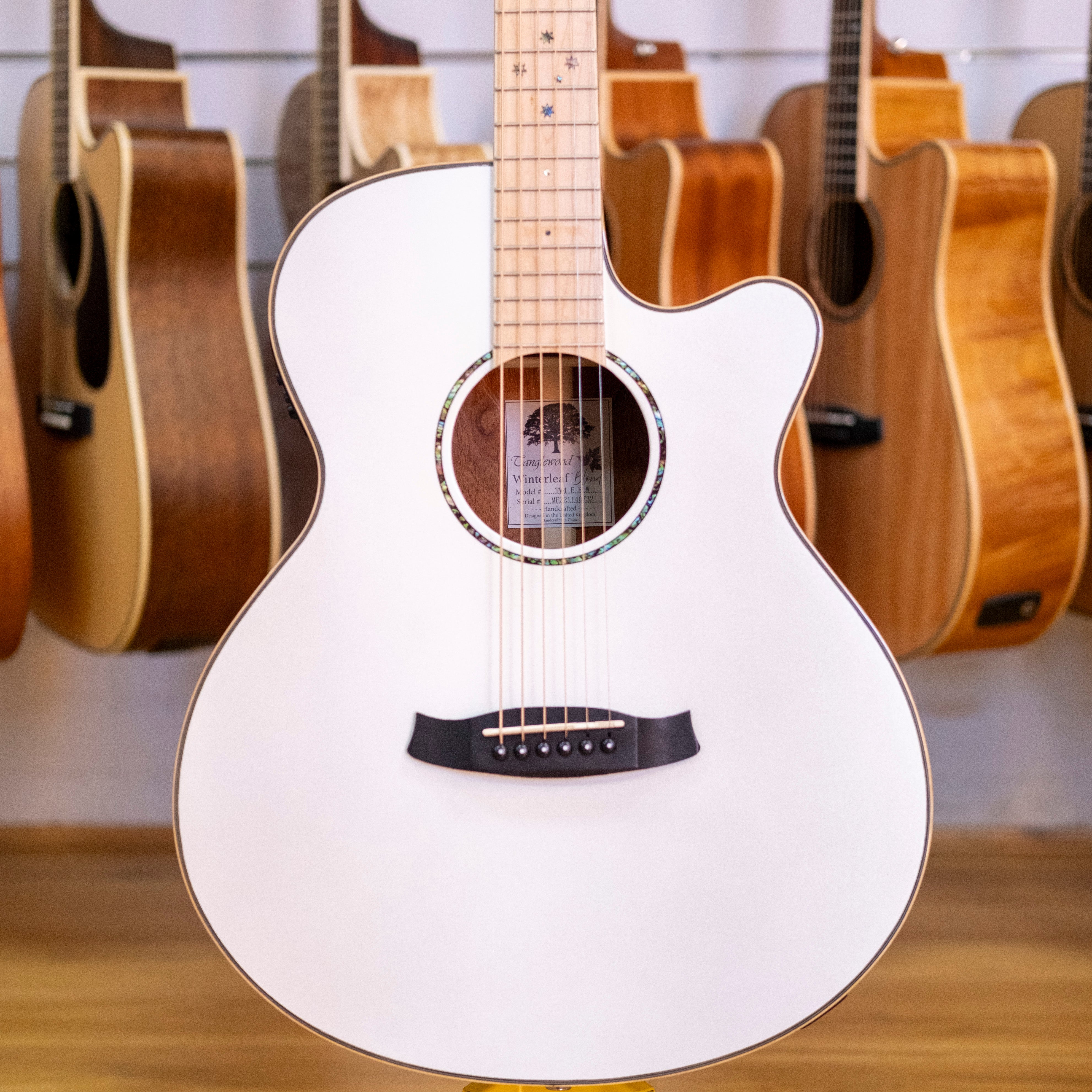 Tanglewood Winterleaf Blonde Superfolk Acoustic Electric Guitar (White Gloss)