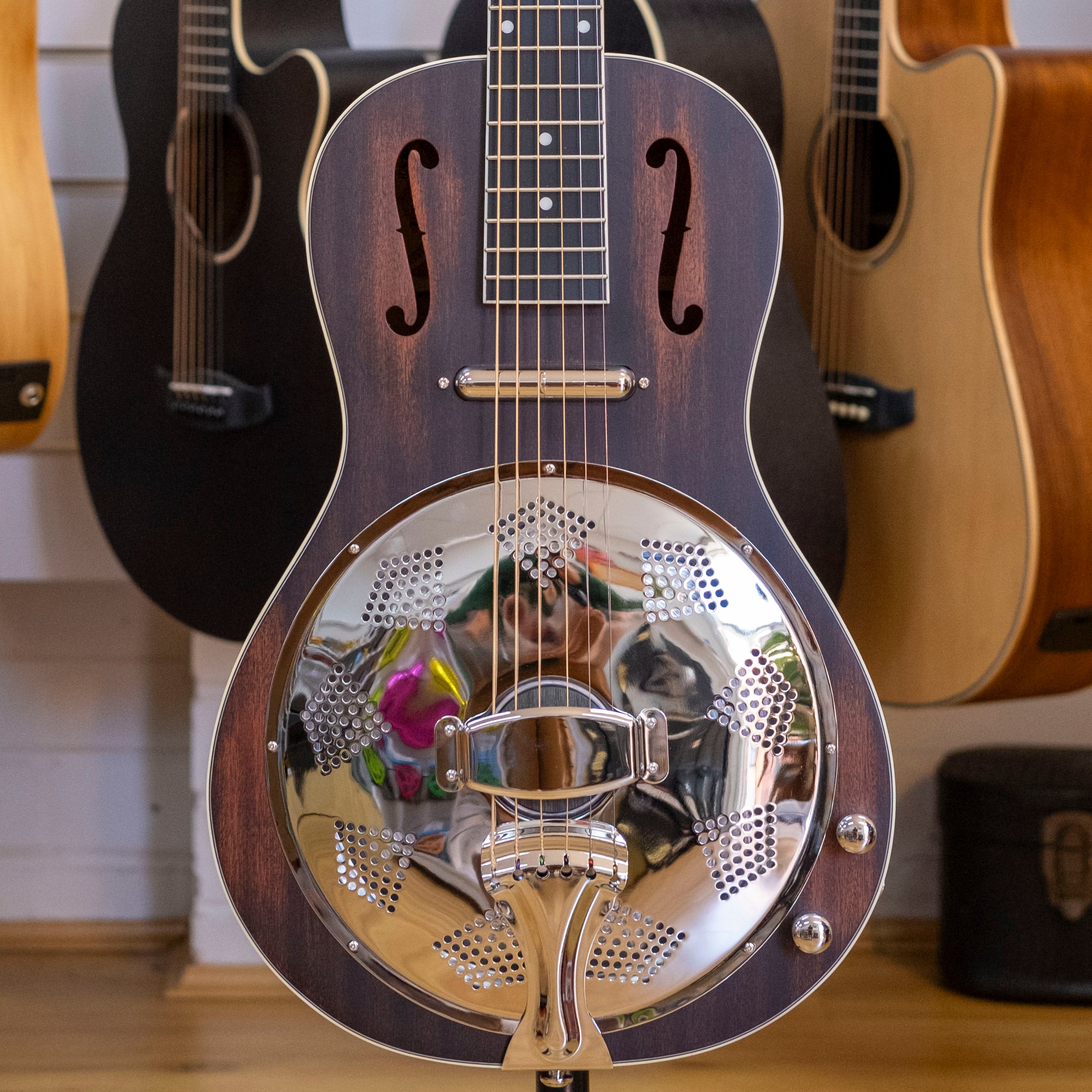 Ortega Americana Series Parlour Resonator Acoustic Electric Guitar with Bag (Satin Whisky Burst)