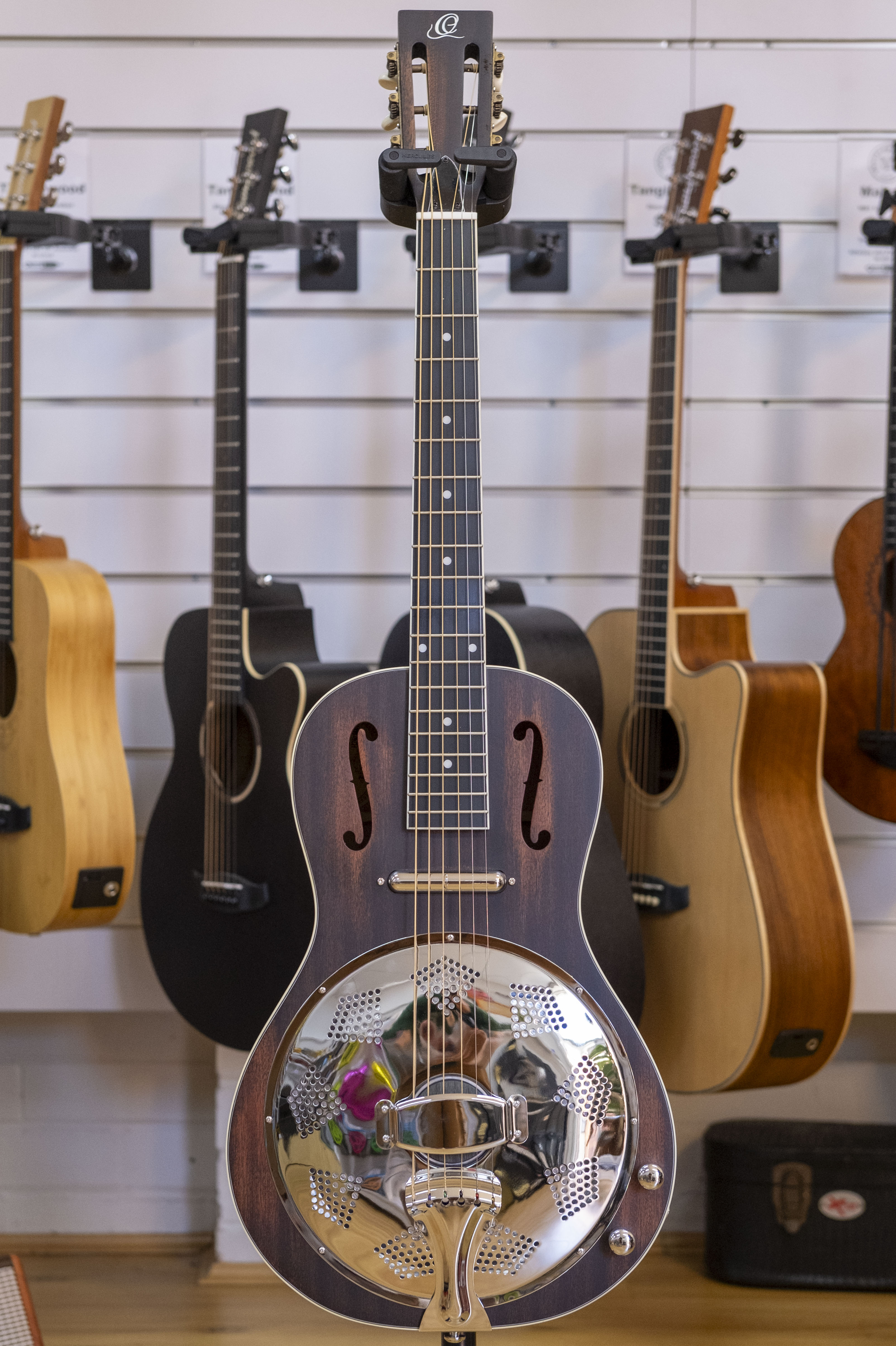 Ortega Americana Series Parlour Resonator Acoustic Electric Guitar with Bag (Satin Whisky Burst)