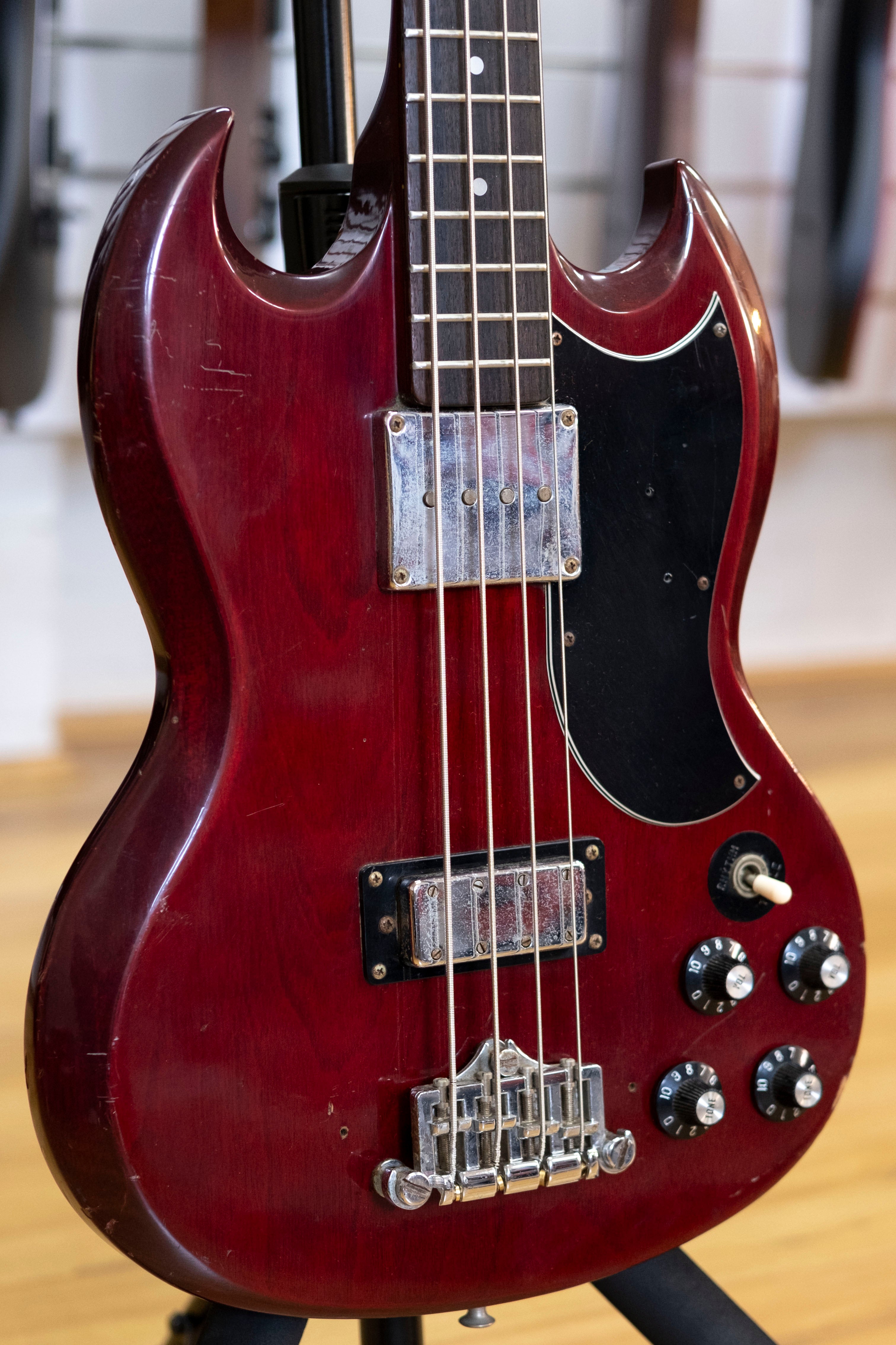 1977 Greco EB-500 'SG' Style Bass Guitar (Cherry)