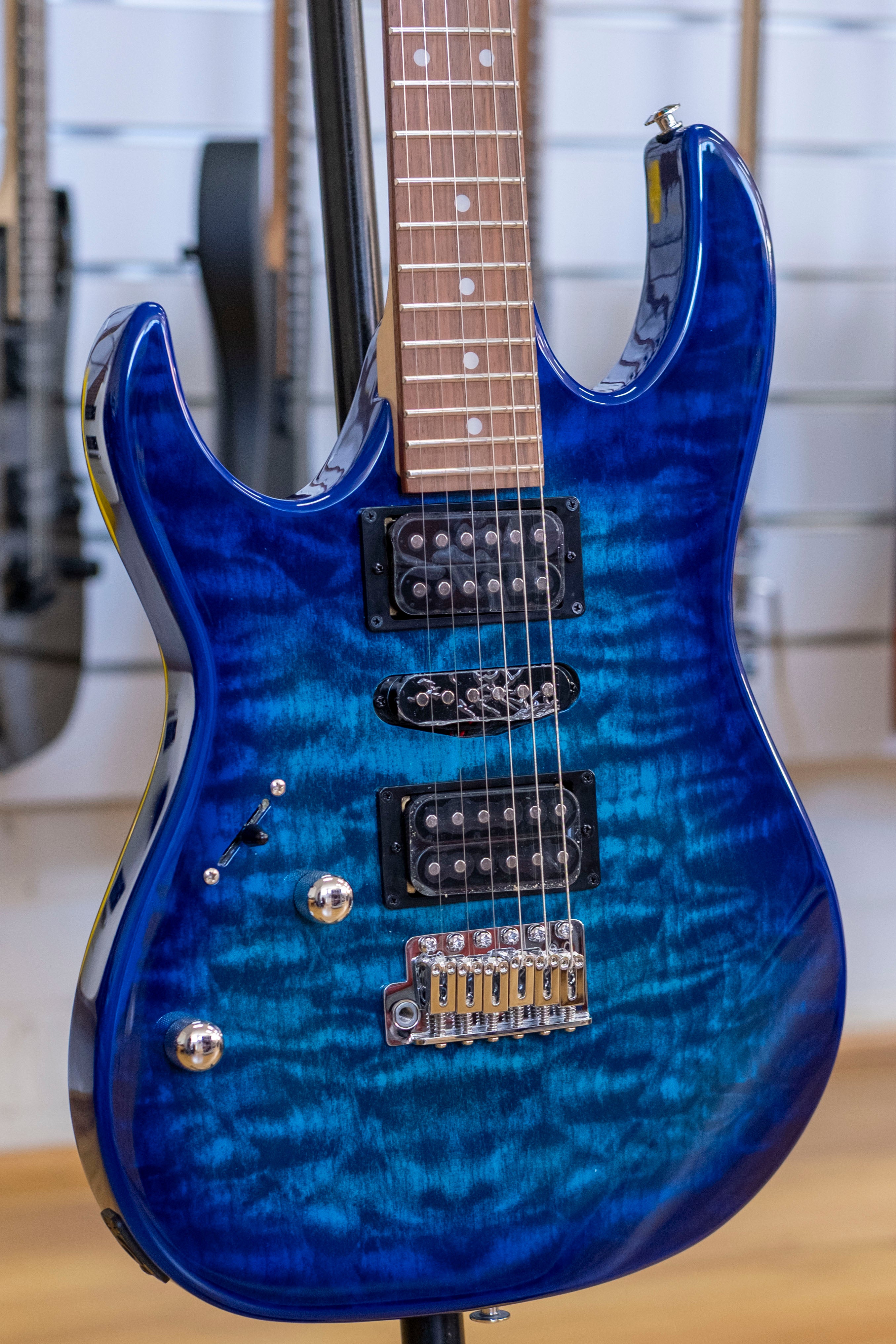 Ibanez Gio Series RX70QAL Left Handed Electric Guitar (Transparent Blue Burst)