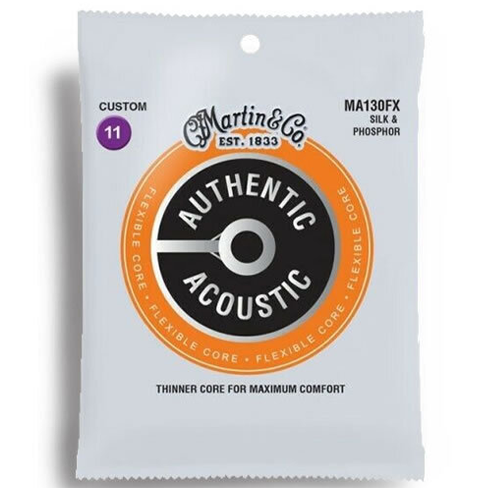 Martin MA130FX Authentic Acoustic Flexible Core Silk & Phosphor Acoustic Guitar Strings (11/47)