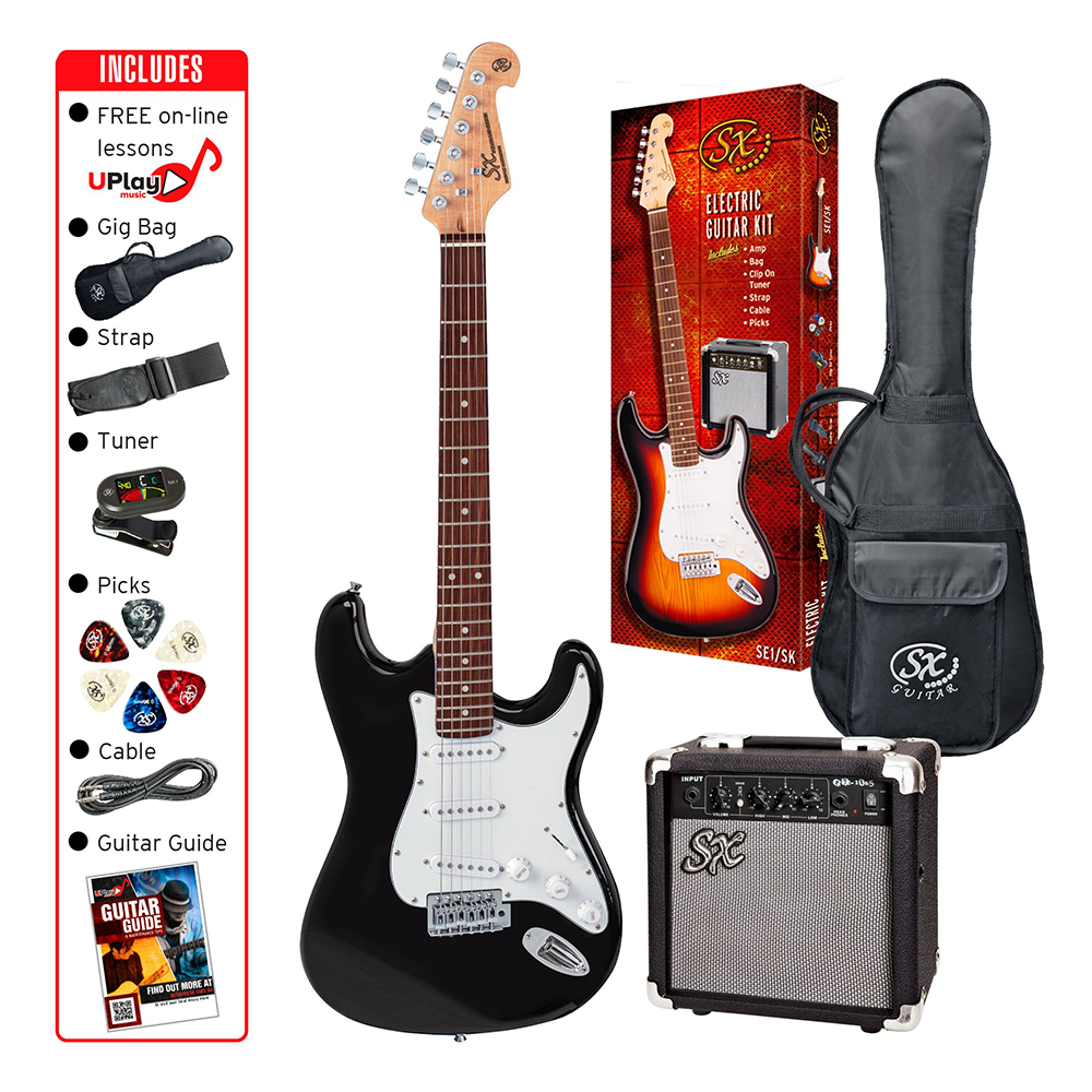 SX SE1 Electric Guitar Pack with Amplifier (Black)